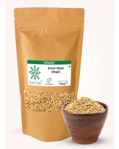 Pure Tree Certified Organic Khapli Whole Wheat / 400 g / Sambu Wheat Whole / Emmer Khapli Wheat Grain Organic / Farro Whole Wheat / Khapli Gehu Whole Wheat Grain