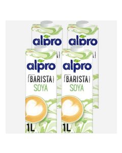 Alpro Barista Soya Drink, 100% Plant-Based, Lactose & Dairy Free - Pack of 4 each 1 Liter