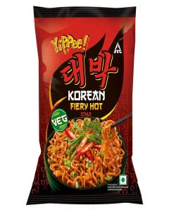 Sunfeast YiPPee! Korean Fiery Hot Style Noodles, Deliciously Spicy Noodles with 5 Added Vegetables, 75gm /80 gram(Weight may vary)