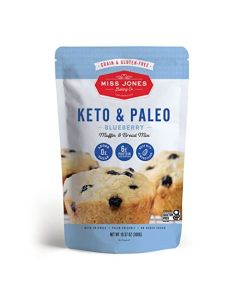 Miss Jones Baking Keto Blueberry Muffin Mix Gluten Free Low Carb No Sugar Added Naturally Sweetened Desserts Treats Diabetic Atkins WW and Paleo Friendly Pack of 1