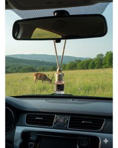 Car Air Freshener 8 ml / Long-Lasting Hanging Diffuser with Essential Oils / Car Perfume for Odor Removal / Elegant Glass Bottle & Wooden Cap Design (musk)