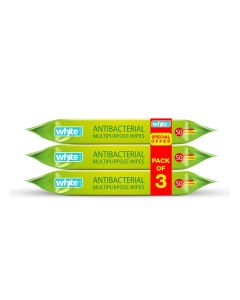 White anti-bacterial wet wipes with lemon scent 50 pulls 3 in 1