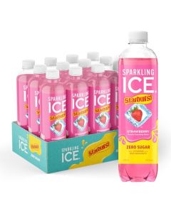 Sparkling Ice STARBURST Strawberry Zero Sugar Flavored Sparkling Water with Vitamins and Antioxidants Low Calorie Beverage 17 fl oz Bottles Pack of 12
