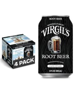 Virgils Root Beer Handcrafted Soda Pack of 4 12 fl oz Cans each Naturally Bold made with Cane Sugar and 15 Roots Spices Blend No Artificial Flavors or Preservatives Caffeine Gluten Free