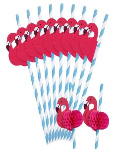 HANSGO 50PCS Flamingo Straws, Flamingo Paper Drinking Straws for Tropical Luau Pool Party Supplies Table Decor Birthday Wedding Tableware Decoration