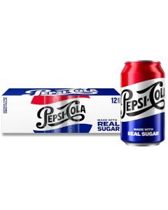 Pepsi Real Sugar Soda 12 Fl oz Cans 12 Pack Cola Soda Pop Packaging May Vary