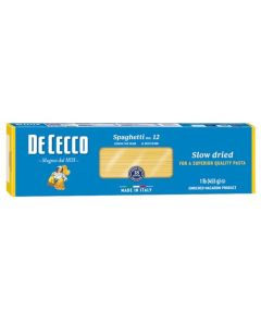 De Cecco Spaghetti No 12 Pasta 16 Oz Authentic Slow Dried Made with Durum Wheat Versatile Pasta for Sauces Recipes Made in Italy