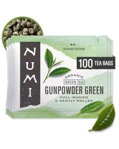 Numi Organic Gunpowder Green Tea 100 Green Tea Bags FullBodied Gently Rolled