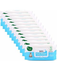 Mother Sparsh 99% Pure Water Baby Wipes - Extra Gentle & Thick - 72 Wipes per Pack, Pack of 12