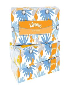 Kleenex® 2 ply Facial Tissue Flat Box, 100 Pulls, Pack of 3 (Total 300 Sheets) (60035)