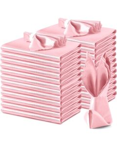 VACVELT 24 Pack Blush Pink Satin Napkins 17x17 Inch Wedding Napkins Scalloped Elegant Dinner Napkins Square Table Napkins Decor Silky Satin Cloth Napkins for Restaurant Banquet Graduation Party