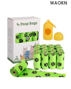 16 rolls Dog Poop Bag Dispenser with Waste Bags , Leak Proof and Extra Thick Pet Waste Bags, 1 Poop Bag Holder , 16 Rolls for Leash Dogs and Cats , Super Value Pack ，Biodegradable garbage bags , Green .