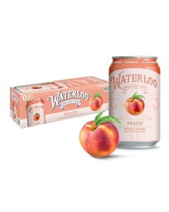 Waterloo Sparkling Water Peach Naturally Flavored 12 Fl Oz Cans Pack of 12 Zero Calories and Zero Sugar or Sweeteners