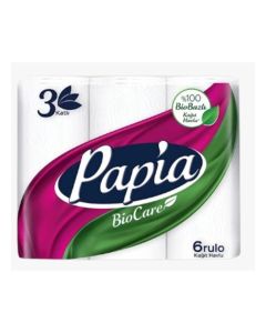 Papia Biocare Kitchen Towel 3-Ply – Pack of 6 Rolls / Strong, Absorbent & Hygienic