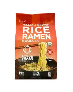 Lotus Foods Organic Millet and Brown Rice Ramen Noodles Gluten Free Instant Ramen Noodles Vegan Low Sodium Made with Brown Rice Flour and Millet Flour 10 Oz Bag Pack of 1
