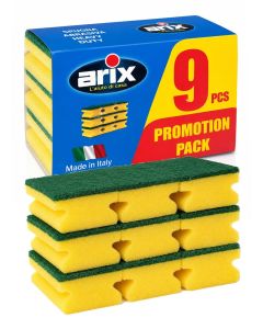 Arix Grip Sponge 9 pcs - Heavy-Duty Scouring Sponges for Tough Cleaning Tasks