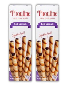 Pirouline Rolled Wafers - Dark Chocolate - Rolled Wafer Sticks, Crème Filled Wafers, Rolled Cookies for Coffee, Tea, Ice Cream, Snacks, Parties, Gifts, and More - 3.25oz Carton 2pk