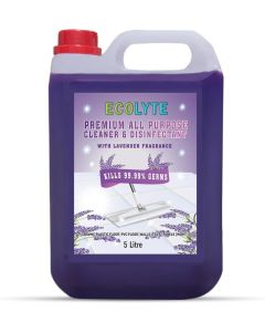 ECOLYTE+ Floor Cleaner, Premium All Purpose Cleaner Plus Disinfectant, for Hospital, Home, Office & Commercial Use for Dirt, Stains & Germs, Floor Cleaning (Lavender, 5 Liter)