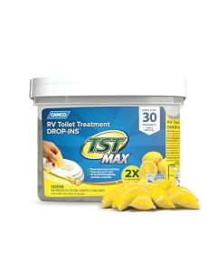 Camco TST MAX RV Toilet Treatment DropINs Control Unwanted Odors Break Down Waste and Tissue Safe Septic Tank Treatment Lemon Scent 30Count 41577