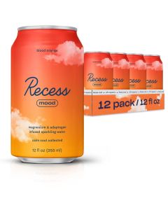 Recess Mood Magnesium Adaptogen Drink Relaxation Beverage 12 ounce Blood Orange 12 pack