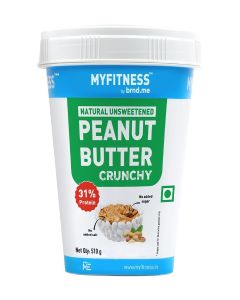MYFITNESS All Natural Peanut Butter Crunchy 510g / 100% Roasted Peanuts / 32g High Protein / Nut Butter Spread / No Added Sugar & Salt / No Palm Oil / Zero Cholesterol / Unsweetened Peanut Butter /