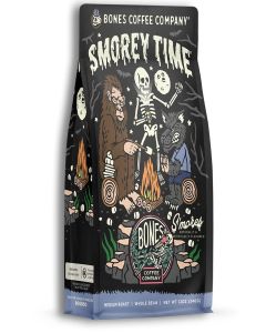 Bones Coffee Company S'morey Time, S'mores and Graham Crackers Flavored Coffee, Medium Roast Low Acid Arabica Beans Compatible with Auto drip and French Press Coffee Maker, 12 Oz Whole Bean