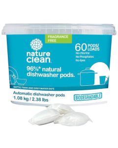 Nature Clean All Natural Dishwasher Pods PlantBased Non Toxic Dishwasher Detergent Pods Dishwashing Pods Tough on Grease Dish Pods for Dishwasher Unscented Dishwasher Pods 60 Count Pack of 1