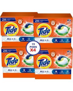Tide Original All-in-1 Pods, 15 Count Laundry Detergent Pods (Pack of 4), 60 pods