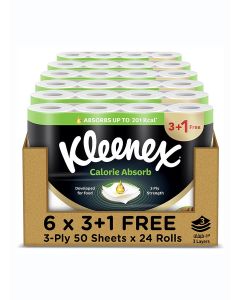 Calorie Absorb Kitchen Tissue Paper Towel, 3 PLY, 24 Rolls x 50 Sheets, Food-Grade Strong Absorbent Kitchen Tissue