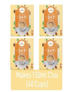 Namaste Chai Instant Tea Premix Masala Chai / Assam / Ginger, Clove, Cinnamon, Nutmeg & Cardamom / Milk and Sugar / Ready Mix Powder / 22g x 40 Sachets / Pack of 4