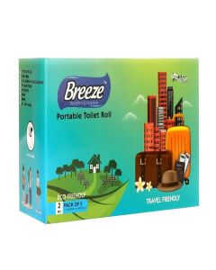 BREEZE 2-Ply Portable Toilet Roll Multipurpose Sheets - 50 Pulls, Pack of 5 (1 Canister + 4 Refills)- White