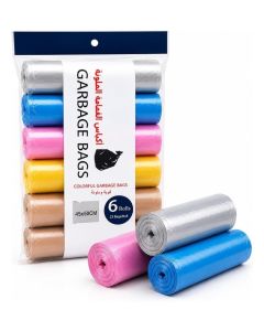 Colorful Garbage Bags 6 Rolls Set, 20 Bags Per Roll (120 Bags Total), Small Trash Bags, Thick Leak Resistant & Tear Resistant Waste Bin Liners for Kitchen, Bathroom, Office, Bedroom & Home