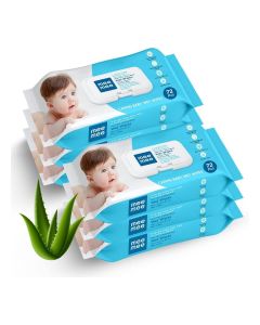 Mee Mee Soft Gentle Baby Wet Wipes with Aloe Vera & Vitamin E, 72 Wipes (Pack of 6)
