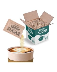 Bulk Brown Sugar Packets, 500 Count - Individual Servings of Brown Sugar Packets for Coffee and Tea, Granulated Brown Sugar Packs Great for Restaurants, Coffee Shops, Offices, Schools, and More