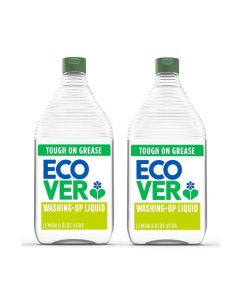 Ecover Lemon & Aloe Vera Washing Up Liquid - 950 ml (Pack of 2) / Dishwashing Liquid, Dish Soap, Kitchen Cleaner, Grease Remover, Plant-Based Eco Friendly Biodegradable Dish Wash