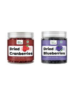 Tru Harvest Premium Dried Blueberries & Cranberries Combo (250g + 250g) / 500g Berry Mix / No Artificial Colours / Antioxidant-Rich Superfood / Ideal for Baking, Smoothies, Trail Mix & Snacking