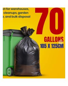 Garbage Bags Roll, 10 Bags, 67 Gallons, 105 x 125 cm (XX Large) - Black