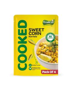 Freshcon Cooked Sweetcorn Kernels, Boiled, Ready to Eat, 1.12kg (Pack of 4 x 280g)