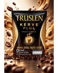 Truslen Kerve Plus Zero Sugar Coffee – Whey Protein & Fiber-Infused Instant Coffee, 12 Sachets