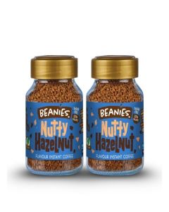 Beanies Nutty Hazelnut Flavour Instant Coffee, 50g / Roasted Hazelnuts / Gourmet Coffee / Naturally Flavoured / 100% Australian / Freeze- dried / Vegan / Nut-free / Pack of 2