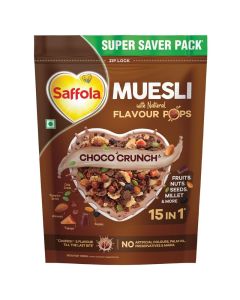 Muesli Choco Crunch with Flavour Pops, 700 gm / 15 in 1 Fruit and Nuts, Seeds, Millet & more / Cereals for breakfast rich in wholegrain, protein, fibre