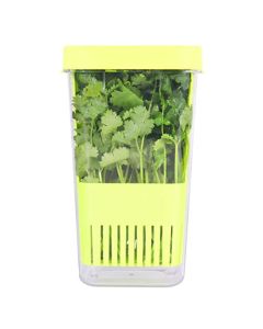 LUVCOSY Herb Keeper BPAFree Plastic Herb Saver with an Inner Basket for Cilantro Mint Parsley and Asparagus Keeps Fresh Herbs for 3 Times Longer1Pcs Green