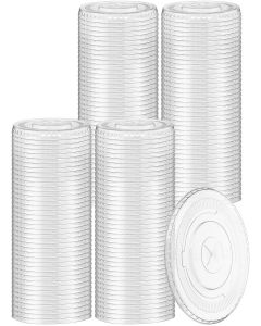 200 Pcs Clear Flat Lids Plastic Disposable PET Cup Lids with Straw Slot Fits for 12 oz, 16 oz, 20 oz and 24 oz Cups for Summer Iced Coffee, Ice Cream, Slush, Milkshake, Party Supplies