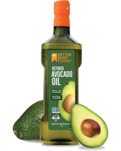 BetterBody Foods Refined Avocado Oil - 100% Pure, Non-GMO, Gluten-Free Cooking Oil, 1 Liter