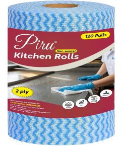 PIRU Kitchen Roll Kitchen Tissue roll Cleaning Wipes Washable & Reusable Quick Dry Dish Towels for Home & Kitchen Cleansing Super Absorbent Soft & Hygienic - 120 PULLS IN EACH ROLL (PACK 1)