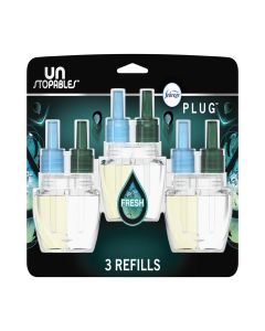 Febreze Unstopables Odor-Fighting Plug Air Freshener, Fresh, (3) .87 fl. oz. Oil Refills