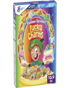 Lucky Charms Rainbow Sprinkles Cereal with Marshmallows, Birthday Cake Flavor, Kids Breakfast Cereal Made with Whole Grain, 10.9 oz