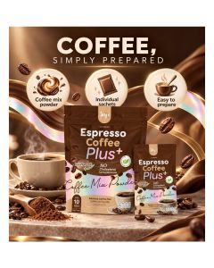 Espresso Coffee Plus 10 Sachets / Instant Espresso Coffee Mix Powder Strong Aroma