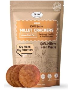 NIHKAN Jowar Millet Crackers - Gluten free / No Maida / High protein / High Fibre - Handmade & baked chai time guilt free snacks - Healthy Millet Snack - No Preservatives & No Baking soda - 100g each