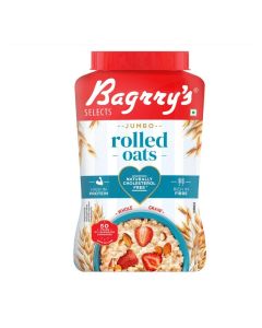 Bagrry's Jumbo Rolled Oats, Whole Grain High Fibre Cereal, 1kg Jar